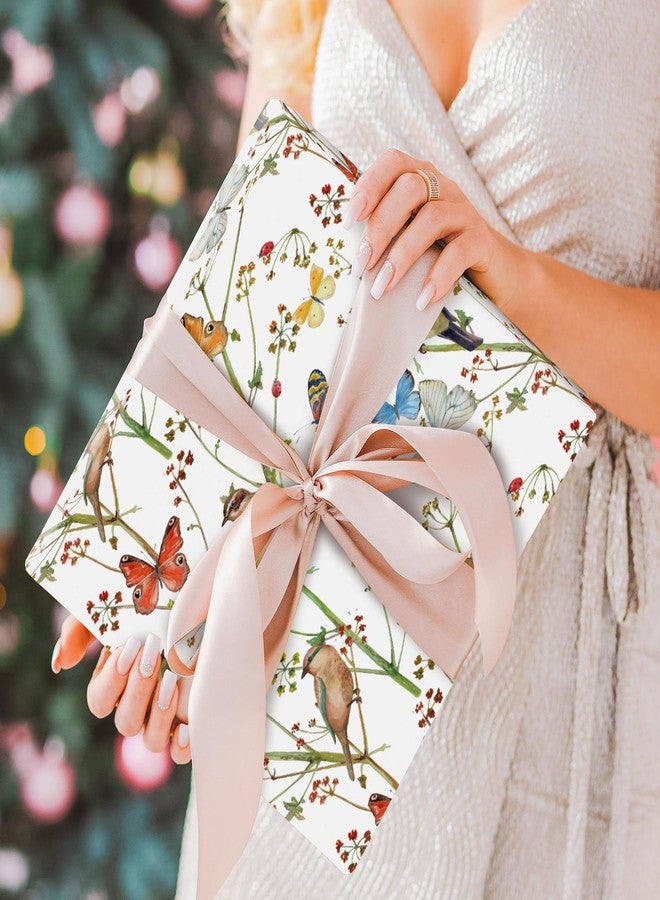 AnyDesign Bird Wrapping Paper Watercolor Butterfly Branch Flower Gift Wrap Paper Bulk Folded Flat Decorative Art Paper for Wedding Baby Shower Birthday DIY Craft Gift Wrapping, 6 Sheet - Image 5